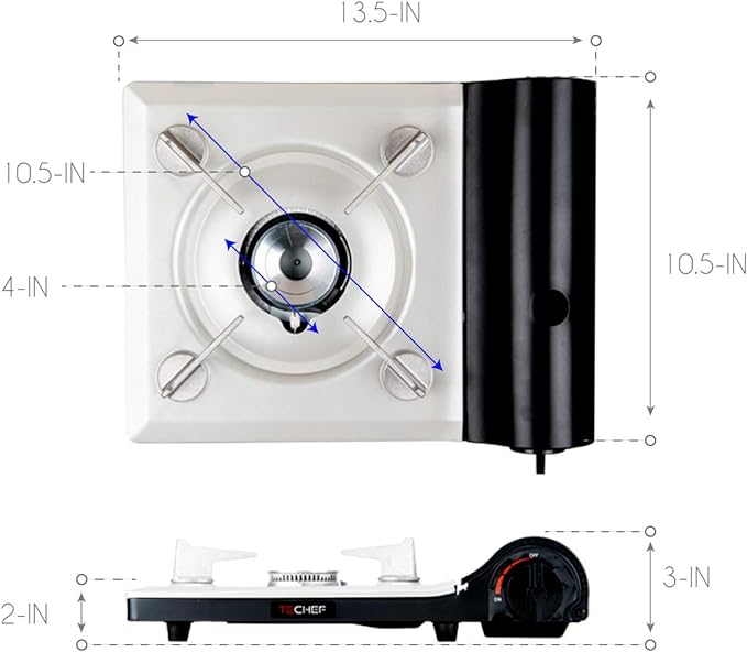 TECHEF- Agni Portable Butane Gas Stove Burner, Slim Design Black