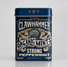 Clawhammer Organic Mints - Naturally Flavored Breath Mints - Intense Breath Freshening Candy Mints - Strong Peppermint, 30 Count Tin