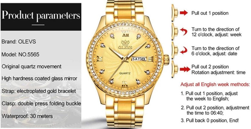 OLEVS Luxury Diamond Watches for Men