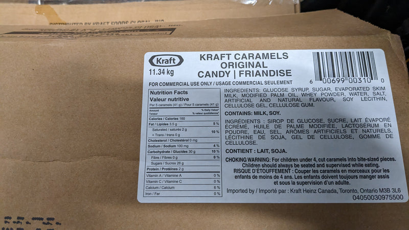 Kraft Caramels Original 25LB Box - Pick up only