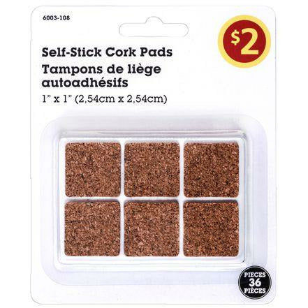 2 Packs of 36 - Hardware Essentials 1" x 1" Self-Stick Cork Pads - 2guysonline.ca