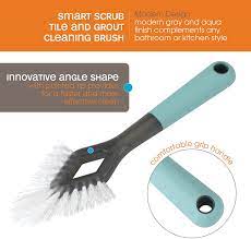 Casabella Smart Scrub Heavy Duty Tile and Grout Cleaning Brush, Grey/Turquoise