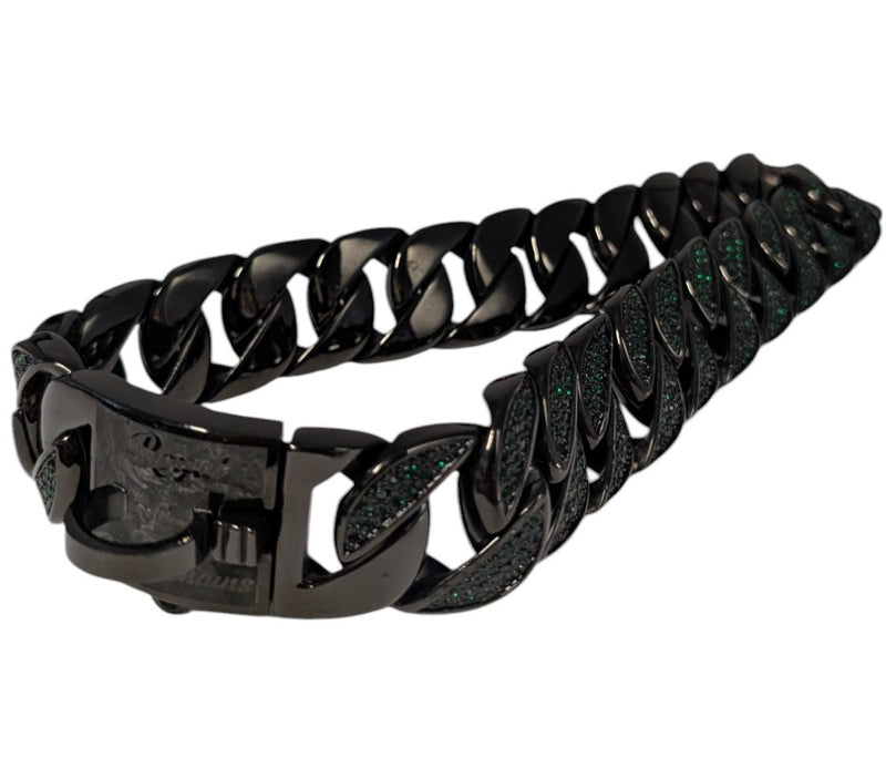 Green Studded Black Collar