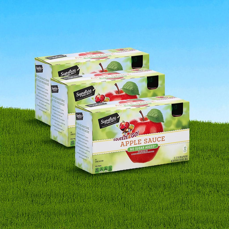 Signature SELECT Apple Sauce Squeeze & Go Pouches - 12 pack