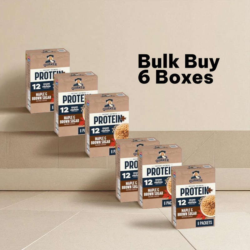 Quaker Protein+ Instant Oatmeal, Maple & Brown Sugar Flavour, 6 packets 360 g