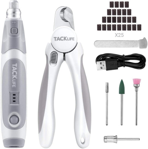 TACKLIFE Dog Nail Clipper with Grinder, 3-Speed Electric Rechargeable Pet Nail Trimmer
