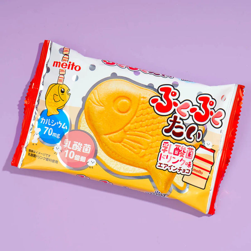 Meito Puku Puku Tai Fish Shaped Wafer - Lactic-Acid Drink Flavor Mello 10 packs per box