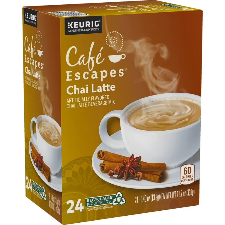 Café Escapes Chai Latte K-Cup Pods, 24 Count for Keurig
