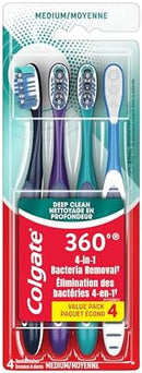 Colgate 360 Adult Toothbrush (Pack of 4), Pick Your Bristle Strength