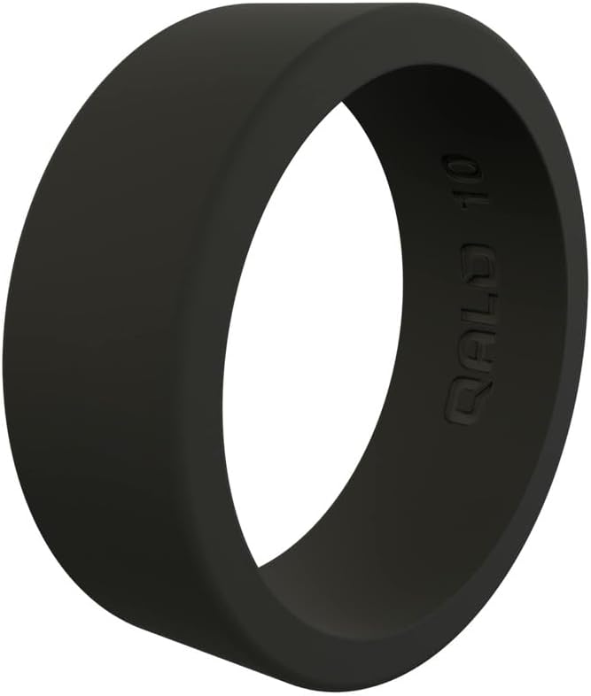 QALO Men's Basic and Flat Rubber Silicone Ring --size 7