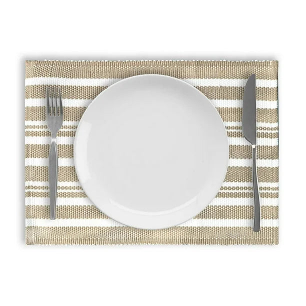Broadway Stripe Cotton Placemats in Khaki- Set of 4