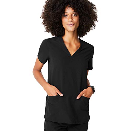 FIGS Casma Three-Pocket Black Scrub Top for Women