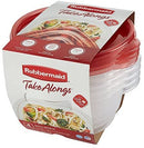 Rubbermaid TakeAlongs Small Bowls Food Storage Containers, 760 mL (3.2 Cup), Red Lids, Pack of 4