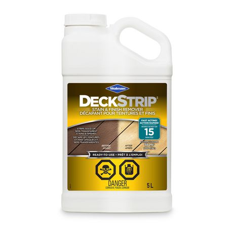 Wolmans DeckStrip stain and finish remover 5litre jug LABELS DAMAGED - Pick up only