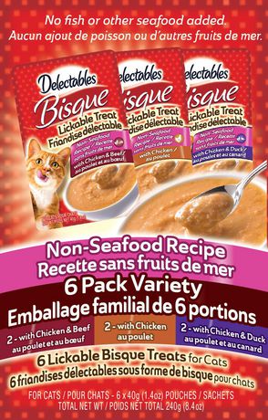 Delectables Non Seafood Bisque Cat food Treats Variety Pack, 6x40g (6pk) - Also avail in bulk