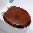 Molded Wood Toilet Seat with Chrome Hinges - Round