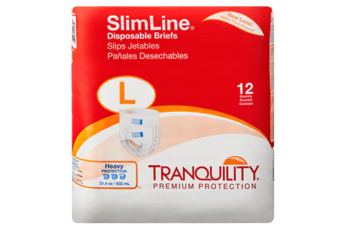 Tranquility SlimLine Briefs, Heavy Absorbency 12 pack large