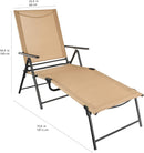 AmazonBasic Sling Outdoor Folding Reclining Chaise Lounger - Single or 2 pack, Tan - NEW IN BOX - PICK UP ONLY