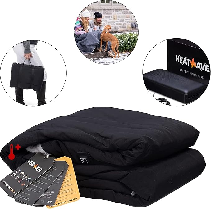 Portable Heated Throw Blanket USB Charging - 3 Heating Levels