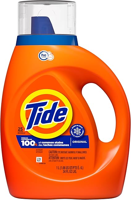 Tide Liquid Laundry Detergent, Original, 25 loads, 34 fl oz, HE Compatible