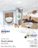 Avery 22814 Glossy White Oval Labels 90ct