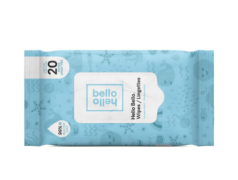 Hello Bello Hand Wipes 20 count - buy 1 or bulk of 10 packs - Purse size