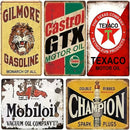 Tin Gasoline Mancave Decor Signs