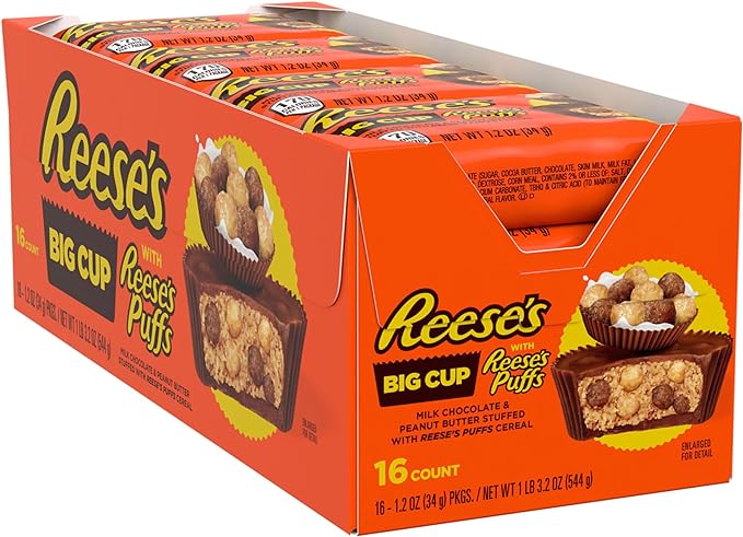 BULK BUY  (16 Pcs) - Reese's Big Cup With Reese's Puffs - Individually Wrapped