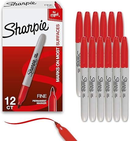 SHARPIE FINE RED--12 count