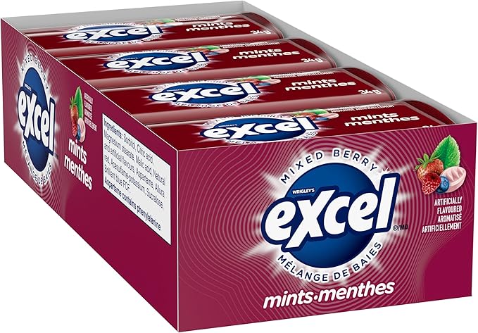 EXCEL, Mixed Berry Flavoured Mints, 34g, 8 Pack