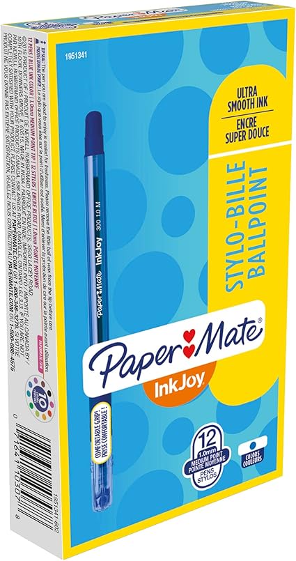 Paper Mate InkJoy 300ST Ballpoint Pens, Medium Point, Blue, Box of 12
