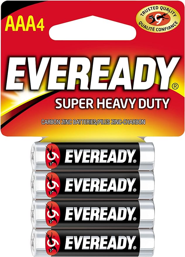 Eveready Super Heavy Duty AAA 4 pack batterys.