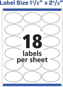 Avery 22814 Glossy White Oval Labels 90ct