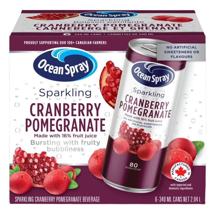 Ocean Spray Sparkling Cranberry Pomegranate (4 Cases of 6x340ml) - PICK UP ONLY
