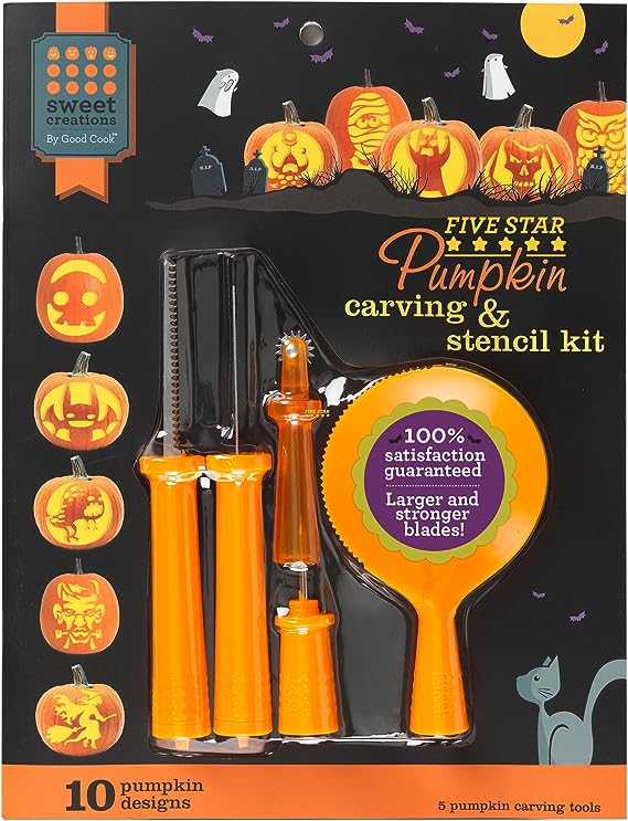 Sweet Creations 5 Piece Pumpkin Carving Kit, Orange