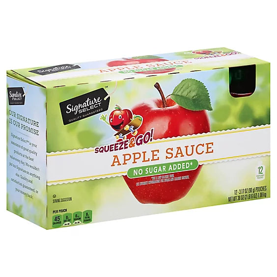 Signature SELECT Apple Sauce Squeeze & Go Pouches - 12 pack