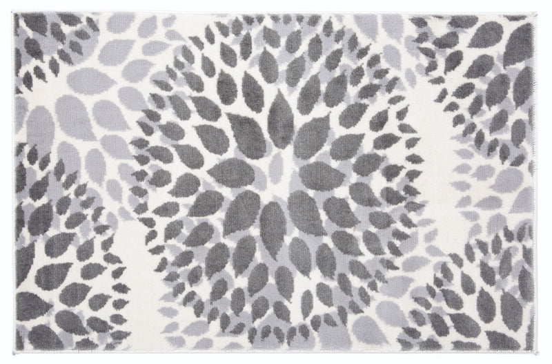 Modern Floral Circles Design 2' X 3' Gray Area Rug