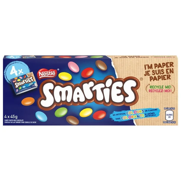 NESTLÉ SMARTIES Candy Coated Milk Chocolate Multipack, 4 x 45 g, 180 g