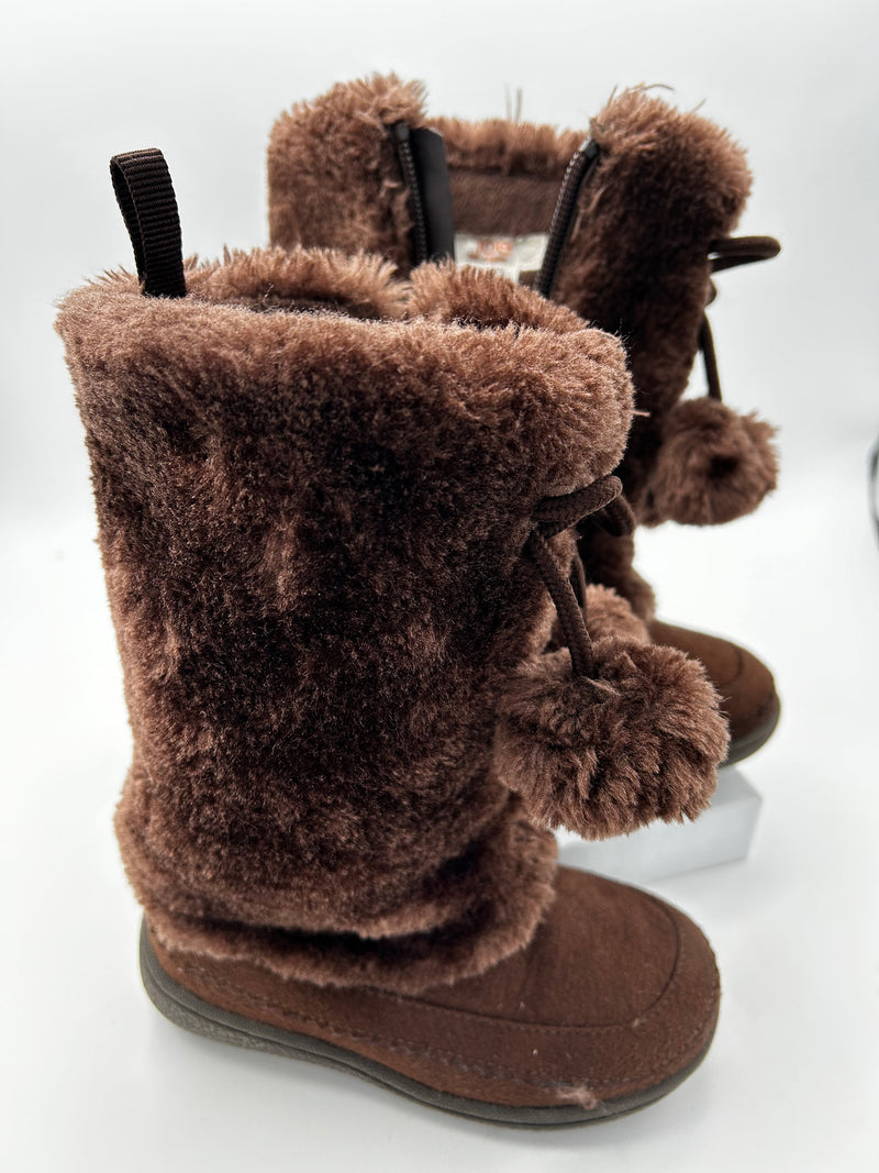 Brown faux fur girls boots--Size 7