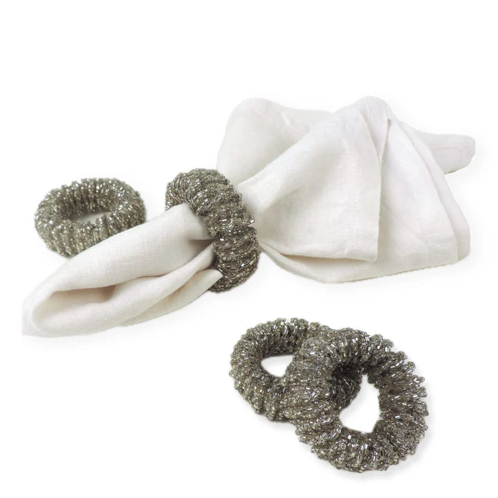 Trunkin' USA  Bling-Bling Napkin Ring in Silver, Set of 4