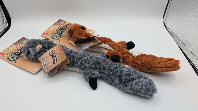 Spot Mini Skinneeez Extreme Quilted Squirrel Stuffing Free Plush Tug Dog Toy
