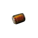Sterling Silver Red Orange Dichroic Glass Barrel Charm Bead - Pandora Compatible