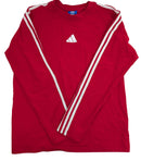 adidas Long Sleeve Red with White Stripes Shirt - Medium