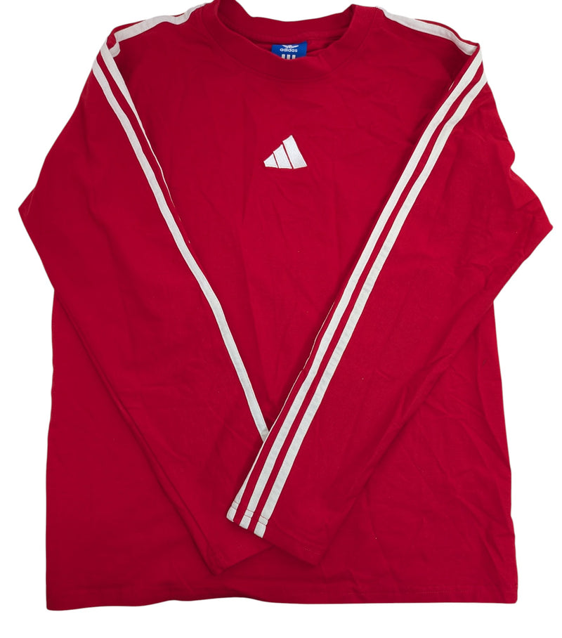 adidas Long Sleeve Red with White Stripes Shirt - Medium