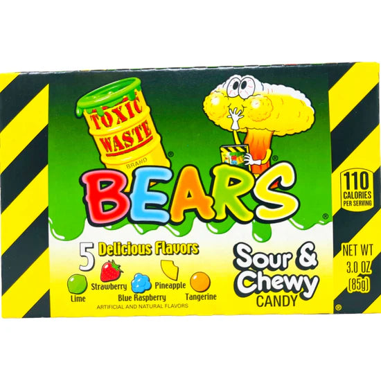 BULK BUY 12 Packs - Toxic Waste Sour Bears Theater Box - 3oz