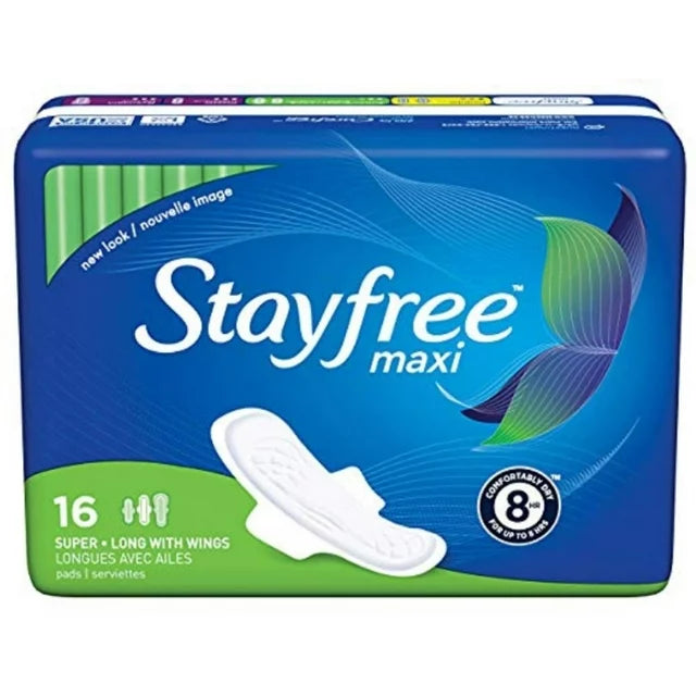 STAYFREE Maxi Pads Super Long With Wings 16 ea