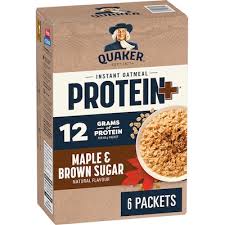 Quaker Protein+ Instant Oatmeal, Maple & Brown Sugar Flavour, 6 packets 360 g