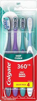 Colgate 360 Adult Toothbrush (Pack of 4), Pick Your Bristle Strength