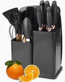 19-Piece Kitchen Utensil & Knife Set – 11 Silicone Cooking Tools + 5 Stainless Steel Knives, Cutting Board &amp; Scissors - Heat-Resistant