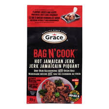 Grace Hot Jamaican Jerk Seasoning with Oven Bag, Bag N' Cook 35 g